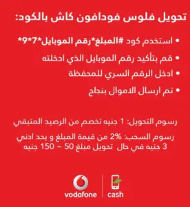 خدمة فودافون كاش بالتفصيل لتحويل الأموال وطريقة التحويل
